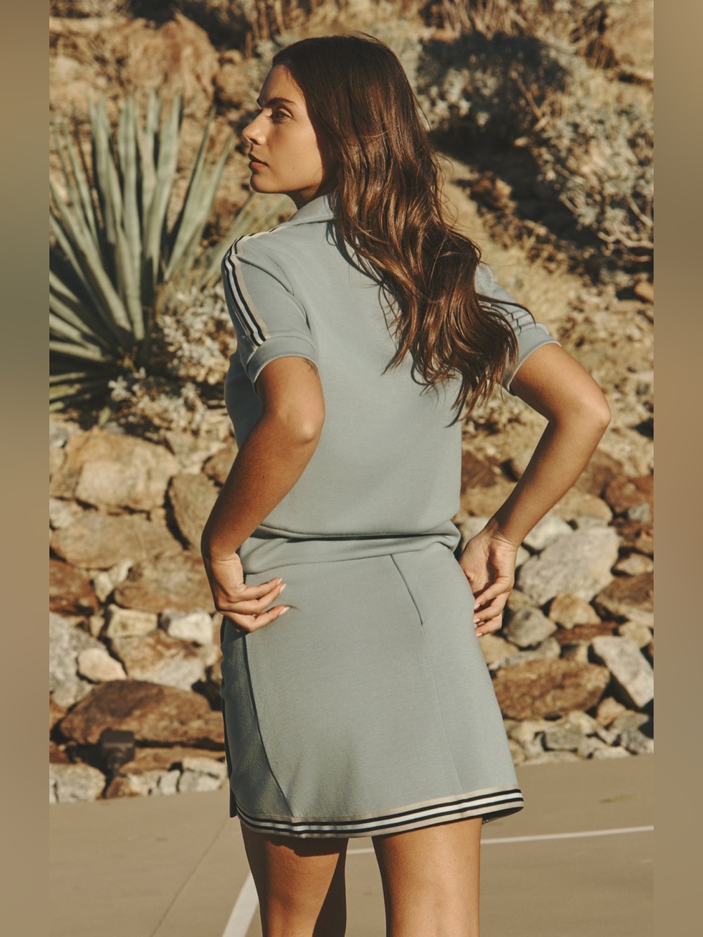 Alp N Rock AMARI HALF ZIP MOCK NECK SILVER BLUE & ELOISE MINI SKIRT size small - Picture 2 of 15